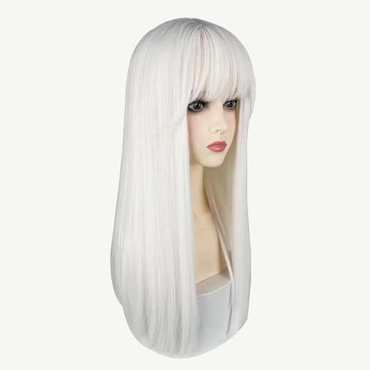 22 Inches long Hair Wig for Women Black Synthetic Hair