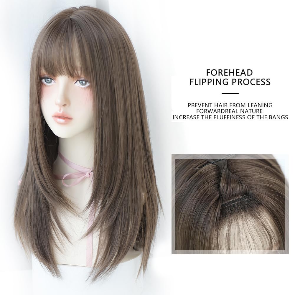 Long Cold Brown Hair Wig for Women