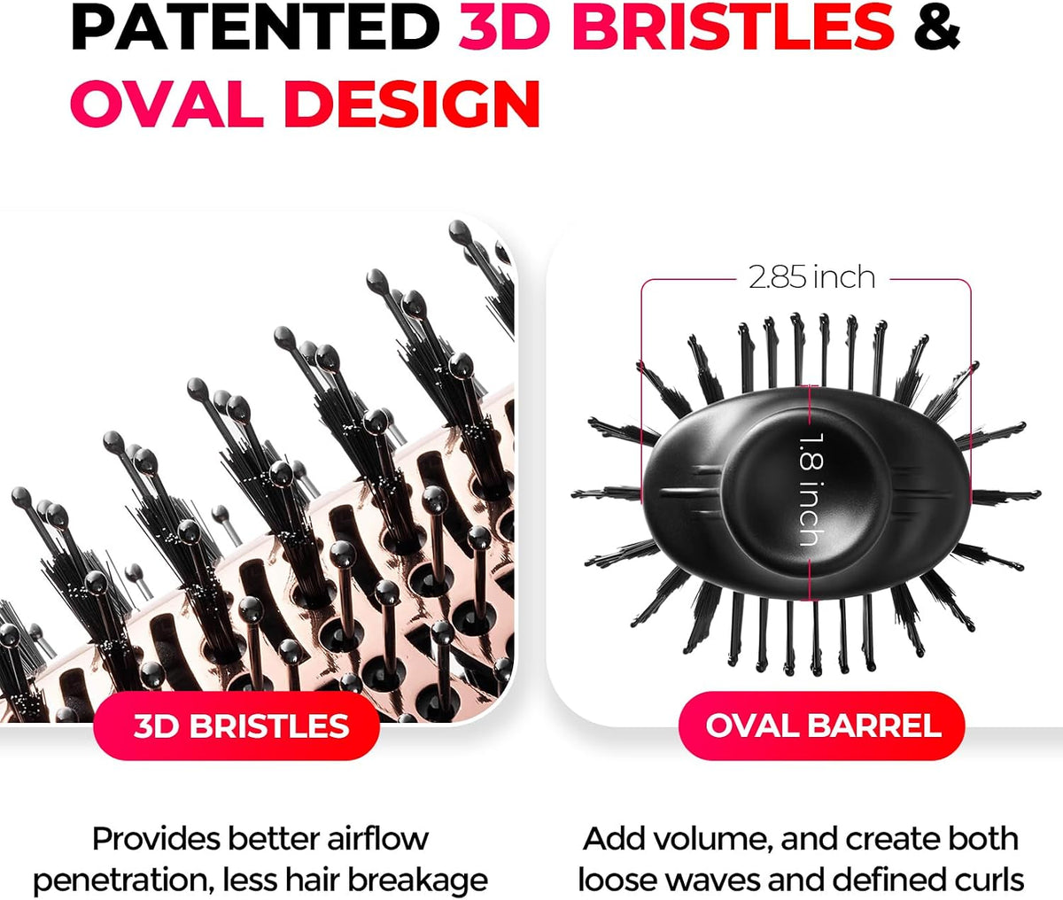 Hair Dryer Brush Blow Dryer Brush in One, 4 in 1 Ionic Hairdryer and Styler Volumizer with Oval Titanium Barrel