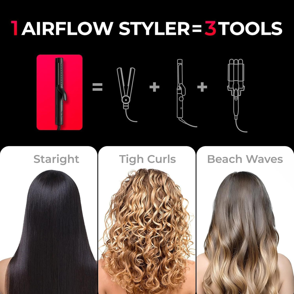 Airflow 2.0 Curling Iron Flat Iron - Hair Straightener and Curler 2 in 1
