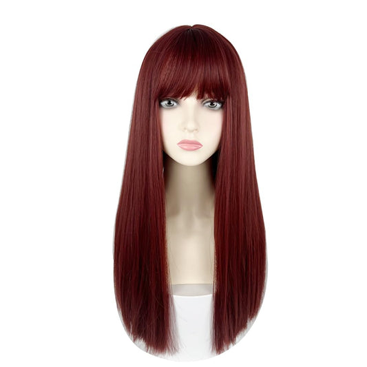 22 Inches long Hair Wig for Women Black Synthetic Hair