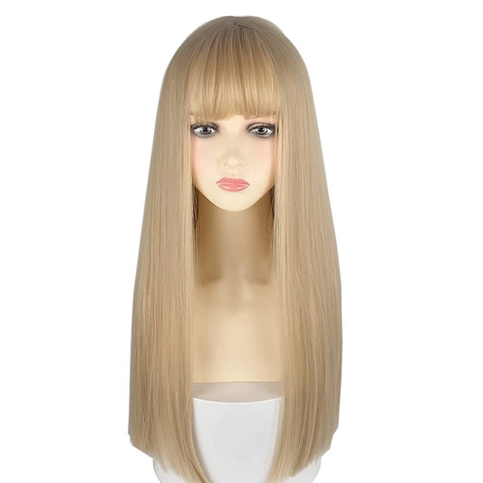 22 Inches Long Straight Hair for Women Blonde Synthetic Hair
