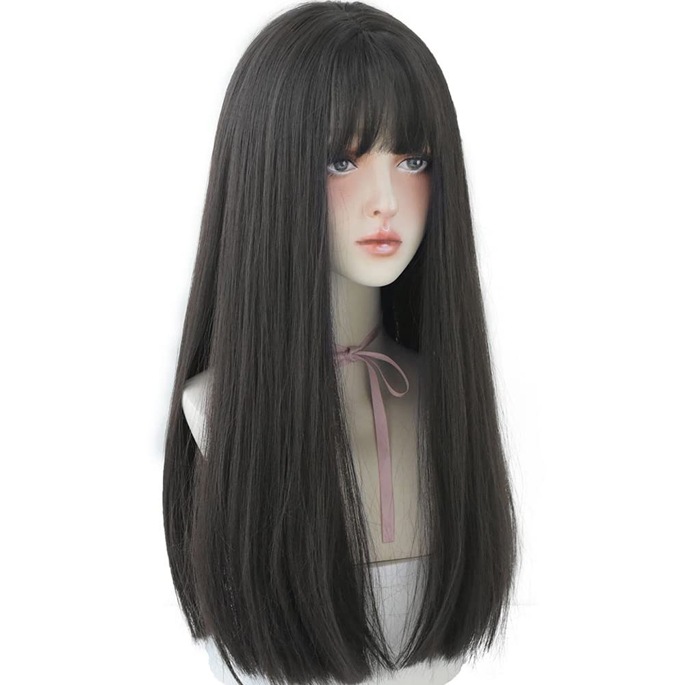 22 Inches long Hair Wig for Women Black Synthetic Hair Natural Long Straight
