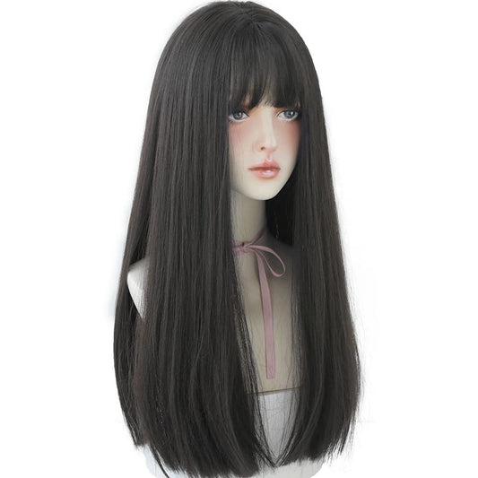 22 Inches long Hair Wig for Women Black Synthetic Hair Natural Long Straight