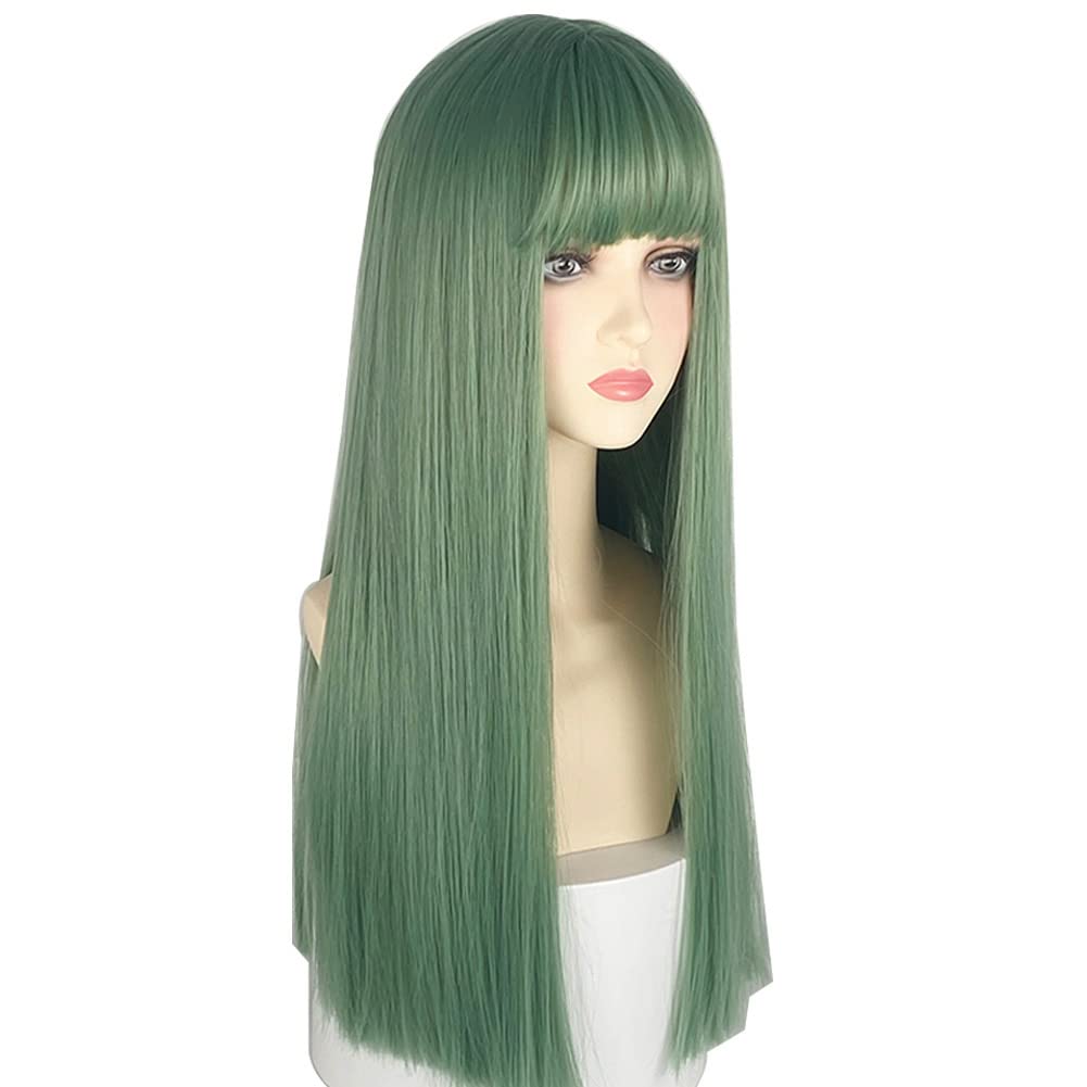 22 Inches long Hair for Women Green Synthetic Hair