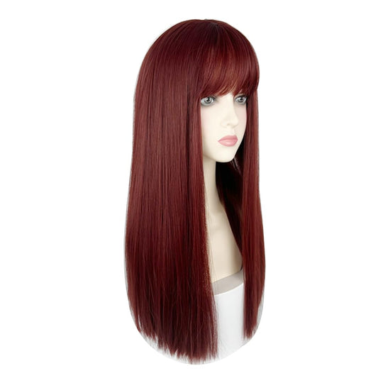22 Inches long Hair Wig for Women Black Synthetic Hair