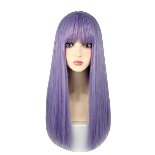 22 Inches long Hair Wig for Women Black Synthetic Hair