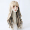 22 Inches long Wavy Hair Wig for Women Blonde Black Synthetic Hair