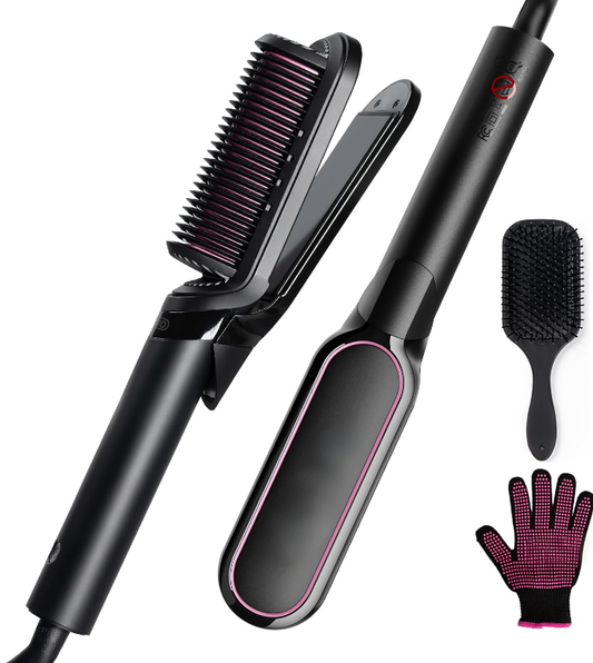 Flat Iron Hair Straightener Brush 2 in 1